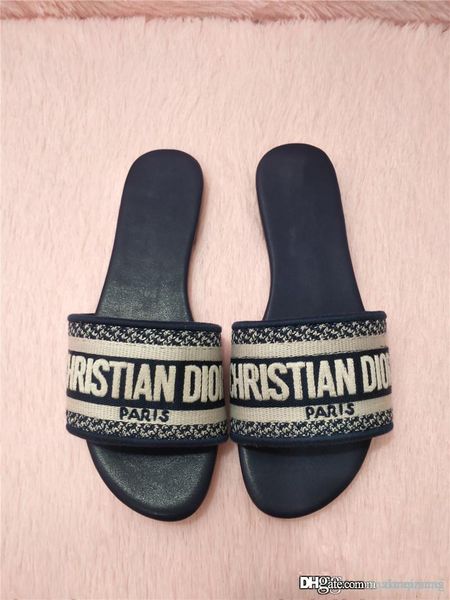 

christians 2019dor embroidered dway sandals slides with box, Blue;gray