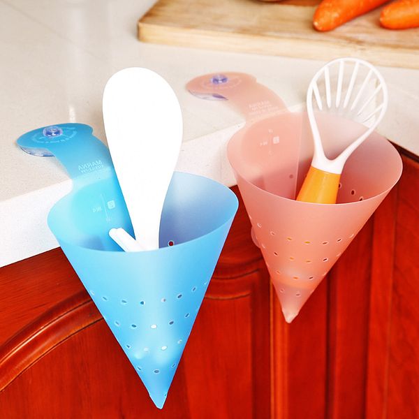 

1pcs kitchen storage baskets 3colors detachable suction cup drain basket washing leaking portable washing basket
