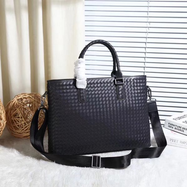 

7 stars wholesale designer hand woven crochet genuine leather first class cowhide briefcase men's handbag shoulder bag crossbody