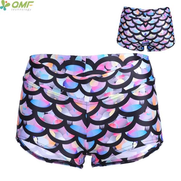 

cosplay mermaid shorts women sports fitness running shorts colorful mermaid exercise training workout pantalones cortos, Black;blue