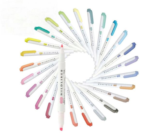 

zebra mildliner 25 pastel color set double ended highlighter pen & creative tool office & school markers, Black;red