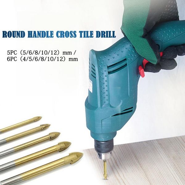 

titanium coated glass drill bits set cross spear head drill with hex shank for ceramic tile marble mirror titanium ceramic tile