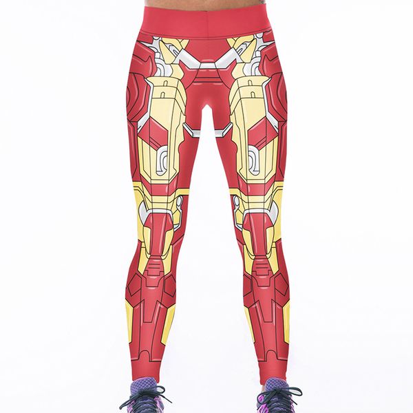 

digital printed iron man lady pants, Black