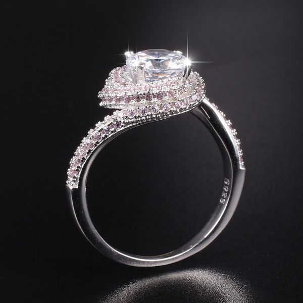 Vero e proprio solido 100% 925 anelli in argento sterling per le donne di lusso 3 carati SONA anello di fidanzamento con diamanti gioielli da sposa taglia 5-10