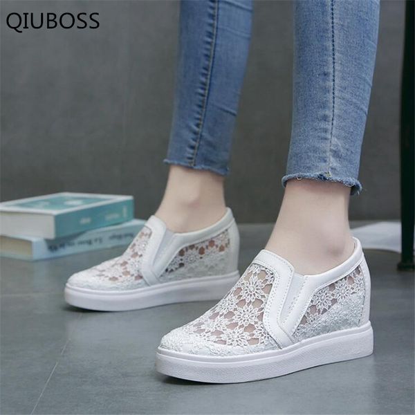 

qiuboss 2019 summer wedges mesh women sandals new fashion womens shoes casual thick-soled breathable sneakers zapatos mujer q770, Black