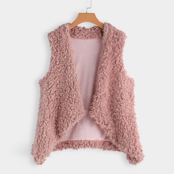 

женская мода зима без рукавов плюшевые пальто жилет жилет женщин женщин теплый, Black;white