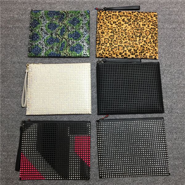 

style panelled spiked clutch bag women patent leather mixed color rivets bag clutches men big purses with spikes