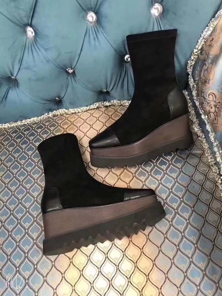 

fashionville ~ 2019120503 34/40 black/nude/orange strech platform short boots wedge fashion comfortable 8cm