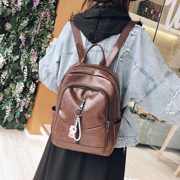 

backpack ladies korean tide personality wild soft leather casual school bag fashion travel anti-theft backpack