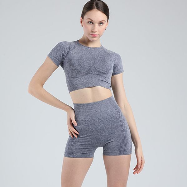 

seamless women yoga set crop short sleeve shirt 2 piece gym set workout clothes high waist tight leggings fitness suit sets, White;red