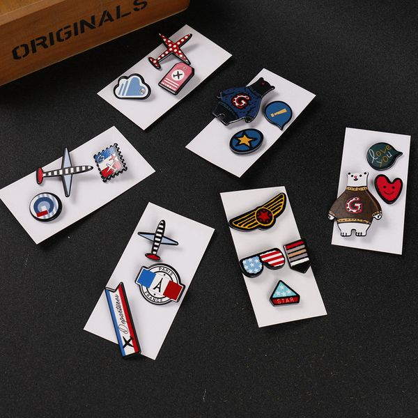 

fashion new style three style bear fly machine peach heart resin brooches women badges clothes pins collar clips scarf wholesale, Gray