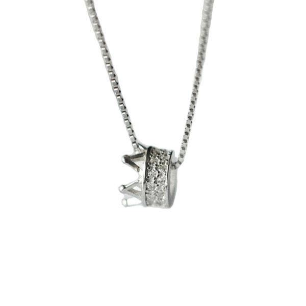

925 sterling silver crystal crown charm necklaces &pendants for women girl choker collar christmas jewellery dz705