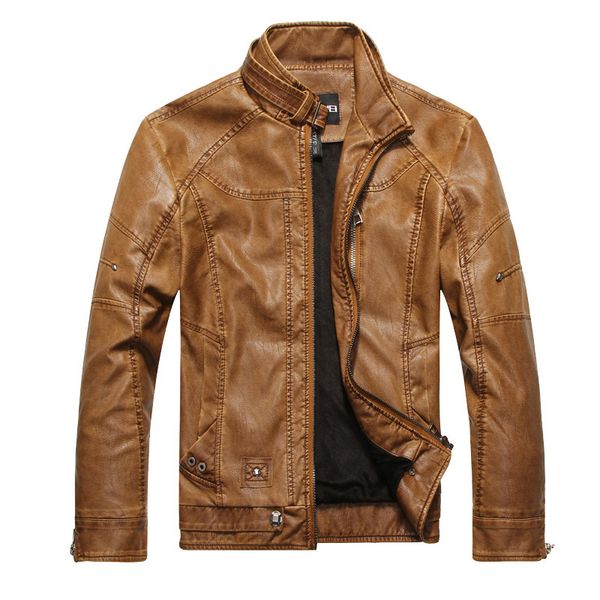 

aliexpress selling europe and america men's pu leather stand collar coat leather jacket, Black