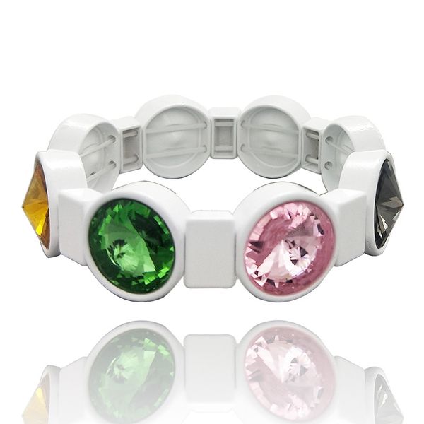 

bohemian stretch tile bangle painted zircon bracelet glass rhinestone painted alloy bracelet christmas crystal, Black