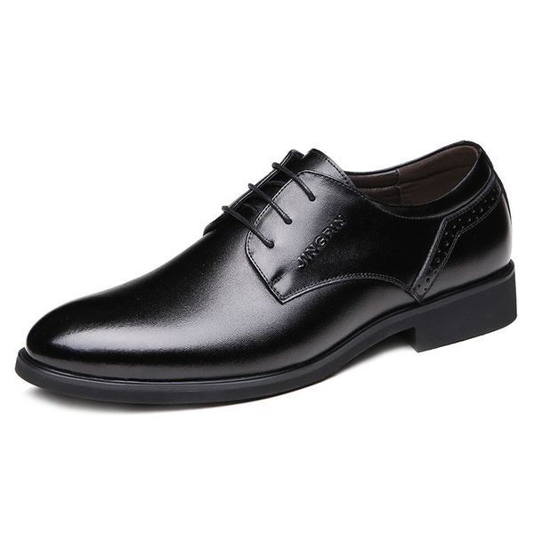 

office genuine leather formal shoes men italian pointed toe oxford mens dress shoes wedding leather shoes men chaussure homme, Black