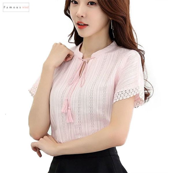 

новая женская блузка рубашки розовый feminina белый с коротким рукавом женщин рубашка 100% хлопок blusas лето причинная рубашка женская tops, White