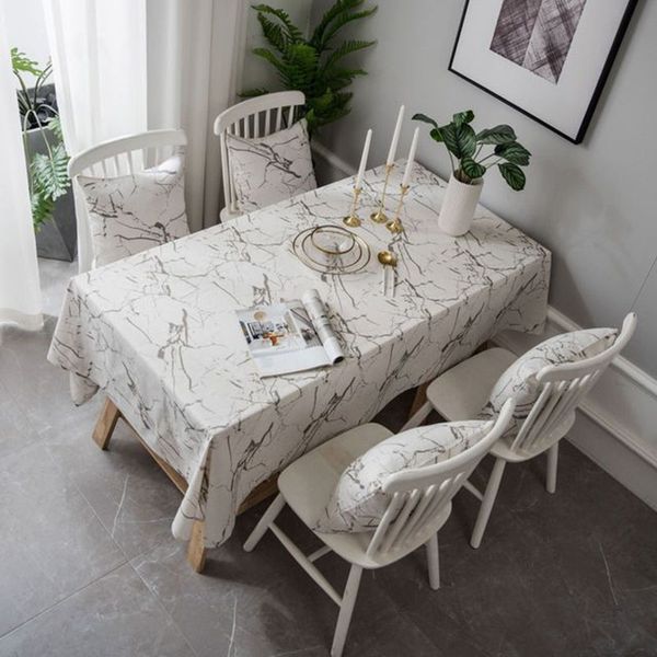 

modern style white marbling tablecloth cotton and linen floral wedding birthday party table cover rectangle desk cloth decor