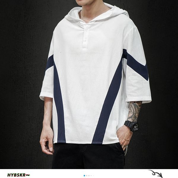 

men's t-shirts hybskr man 2021 fashion harajuku hooded t-shirt mans woman hip hop summer casual tees tshirt male korean loose oversize, White;black