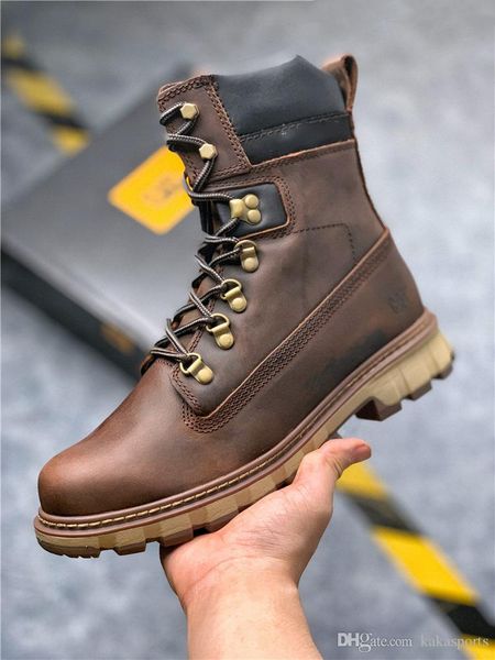 

with box)cats handcraft boots classic yellow boots mens boat shoe designer for mens winter boots triple white black camo