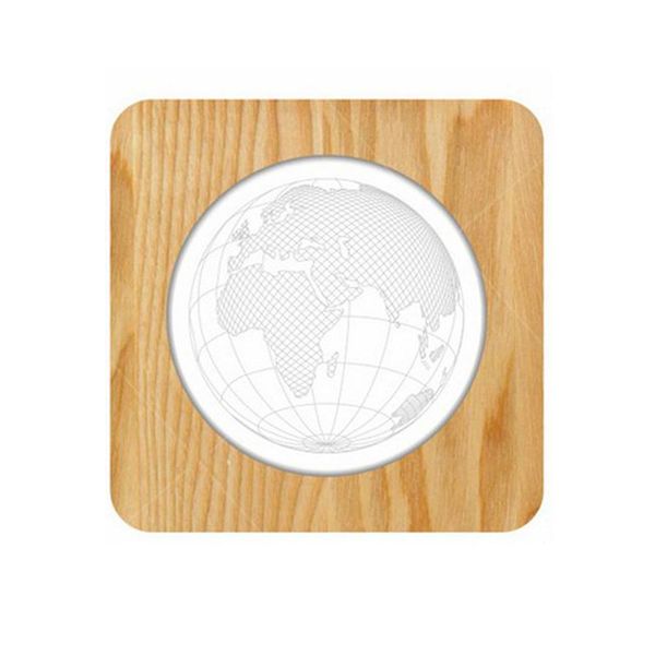 

wood acrylic night lights solid wood creative table lamps 3d lights earth shape wood acrylic night light