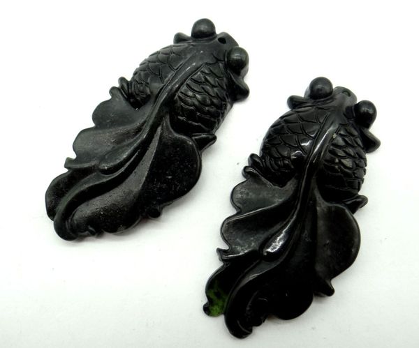 

wholesale natural stone chinese stone hand-carved statue of fish amulet pendant for diy jewelry making necklace accessories a2, Silver