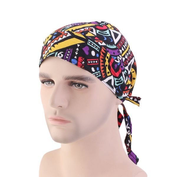 

miya mona fashion print hip-hop stretch turban men pirate scarf cap fashion graffiti silk bandana headwrap chef hat