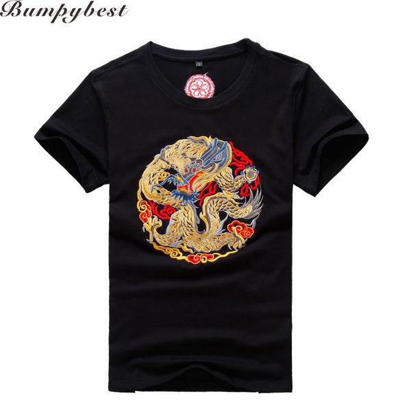 

2017 New Design Cotton Embroidery Dragon T Shirt Mens Fashion Summer Men High Quality Clothing