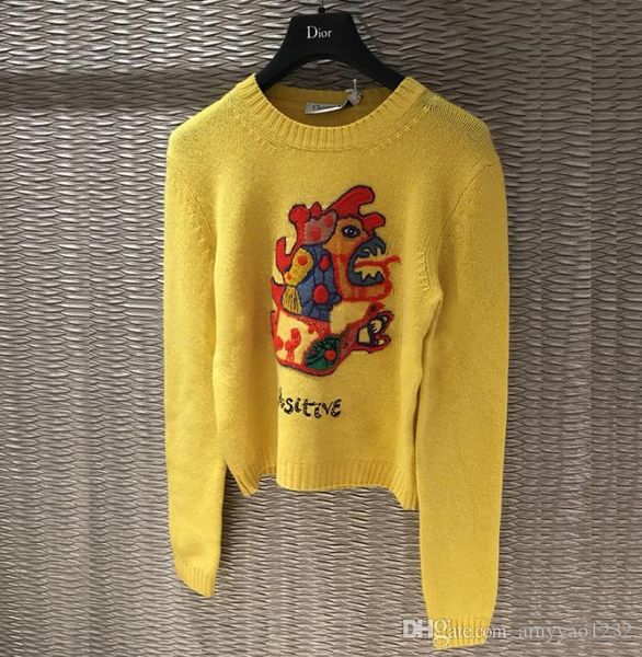 

2018 бесплатная доставка бренд же стиль свитер пуловер с длинным рукавом круглый вырез выпускного вечера мода вышивка животных печати sh, White;black