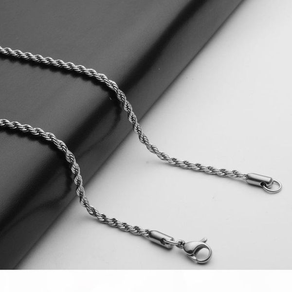 

stainless steel chain necklace titanium 2.4mm 3mm 4mm 50cm 70cm twist water wave chains lobster clasp diy accessories men women, Silver