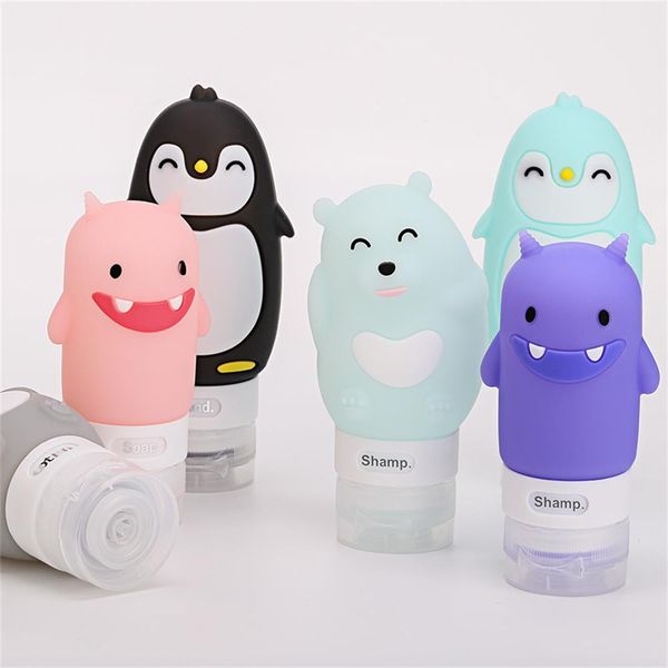 

60/75/80/90ml food-grade silicone bottles makeup shampoo shower gel lotion sub-bottling tube cute travel squeeze empty bottle 10pcs hot