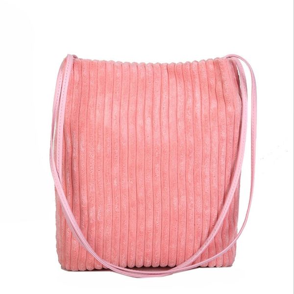 

women's plush pouch crossbody handbags teenage corduroy shoulder bag for women student shopping package leisure bucket bag