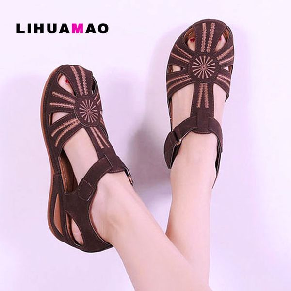 

outdoor beach gladiator sandals women's hole shoes wedges platform casual comfortbale ladies inble height sandals brown, Black