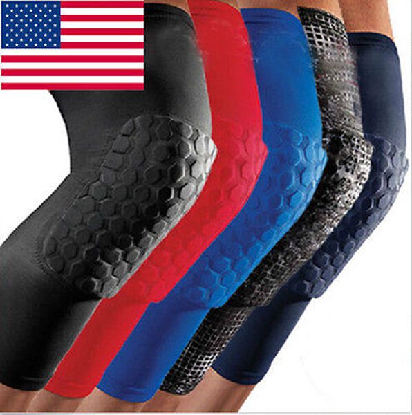 

1pcs honeycomb knee pad crashproof antislip sportwear basketball leg long sleeve activity protector gear hot, Black;gray