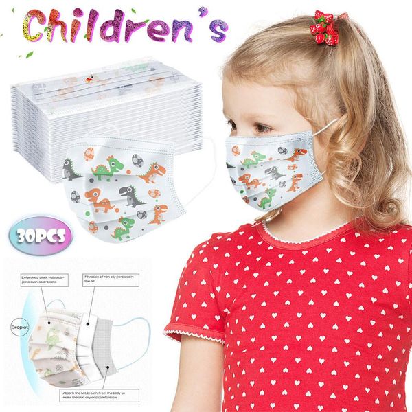 

30pcs face maske for kids children's maske disposable outdoor industrial 3ply ear loop cartoon ask mascarillas de proteccion wanzp, Silver