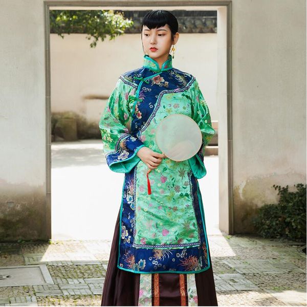 Cina Abiti da donna della dinastia Qing Abiti tradizionali cinesi vecchio stile Miss Lady Abiti da spettacolo Abbigliamento Hanfu di fascia alta