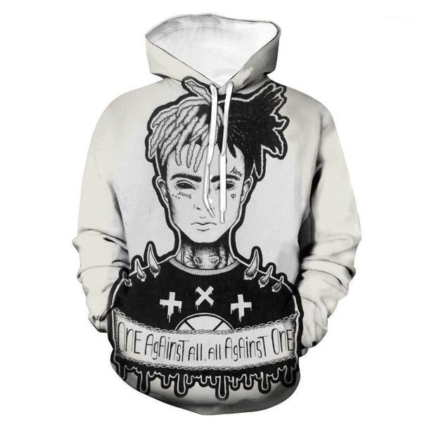 

distinctive mens fashion clothes xxxtentacion mens hoodies 3d printed mens o-neck loose sweatshirts new usa rapper, Black