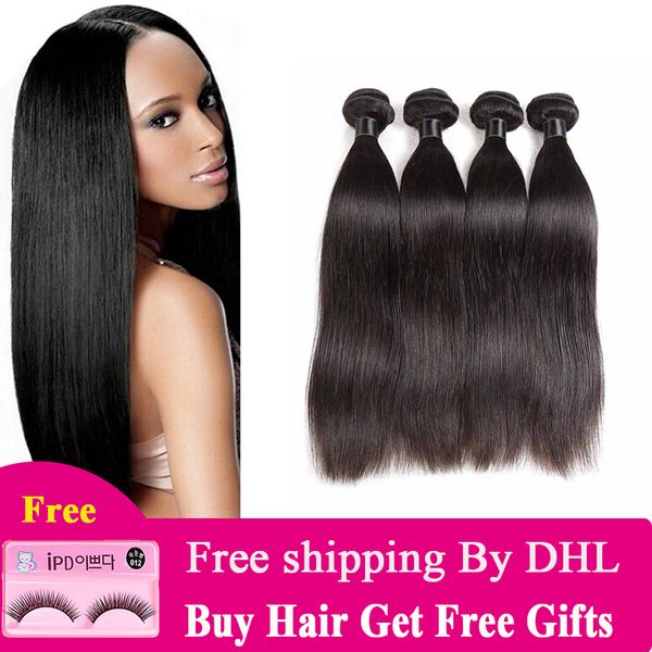 

бразильский прямой человеческих волос weave связки бразильский девы волос 4 или 1 связки remy straight extensions волос natural black по dhl