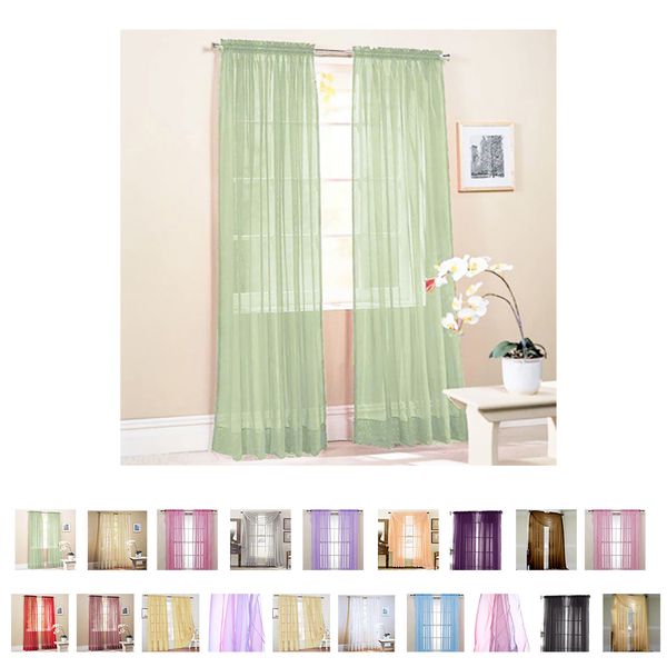 

new solid color voile sheer curtain panel window curtains 100*200cm pink yellow