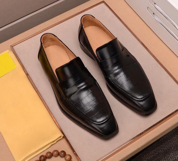

orignal box] luxury new louise mens casual business oxfords real leather wedding rubber dress shoes drop shipping size 38-44, Black