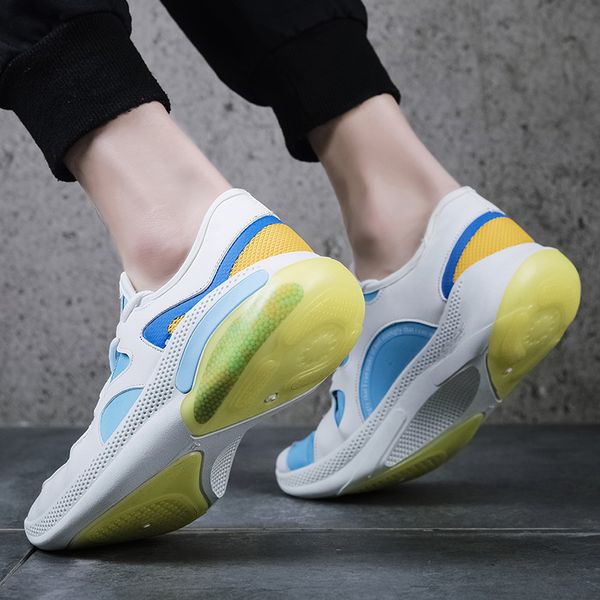 

popular mens sports shoes lace up athletic shoes men anti slip walking men running shoe white black