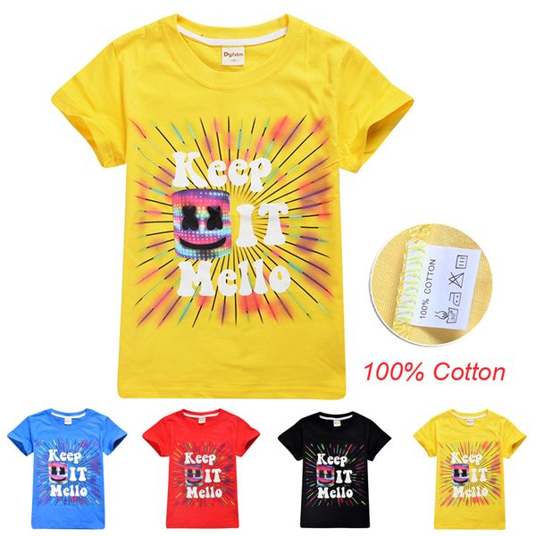 

dj marshmello kids t-shirts 6-14t kids boys girls cartoon printed 100% cotton tee shirts tshirts kids designer clothes ss94, Blue