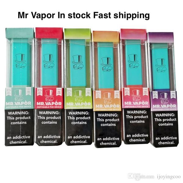 

MR VAPOR Одноразовая Vape Pod Starter Kit 280mAh Аккумулятор 1,3 мл Картридж Бобы Пустой Pen PK слоеное Bar Plus Glow