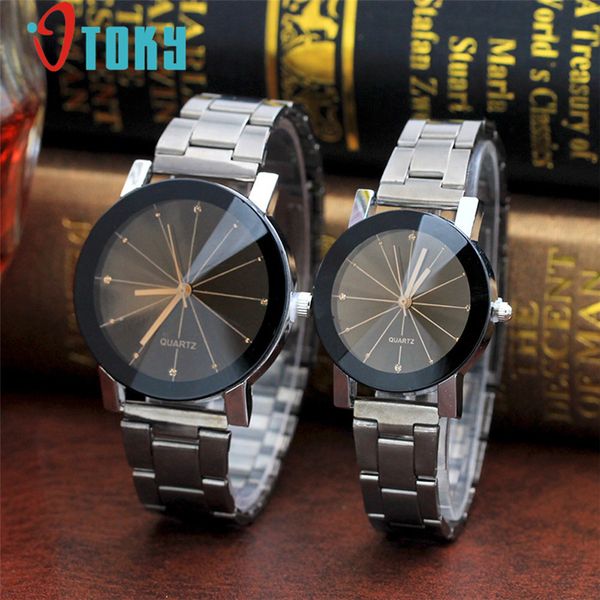

lover's watch men women otoky fashion rhinestone stainless steel dress wrist watch drop shipping 0424, Slivery;brown