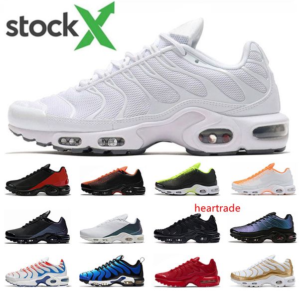 

stock x tn plus se men running shoes triple black white red 3d glasses hyper blue spray paint mens trainer breathable sports sneakers
