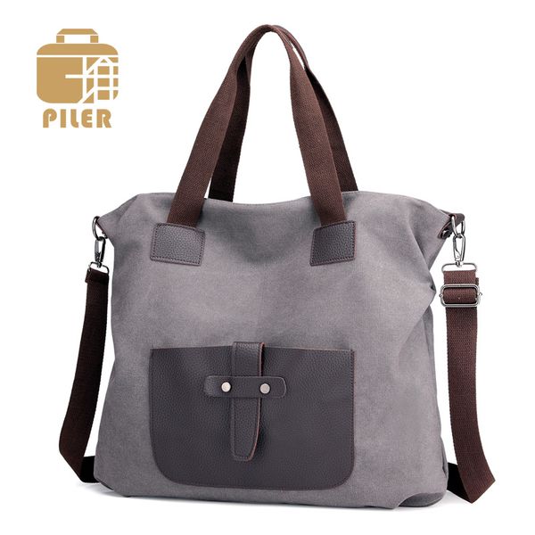 

vintage canvas leather shoulder bag women handbags large capacity casual messenger bag leather patchwork tote hobos bags