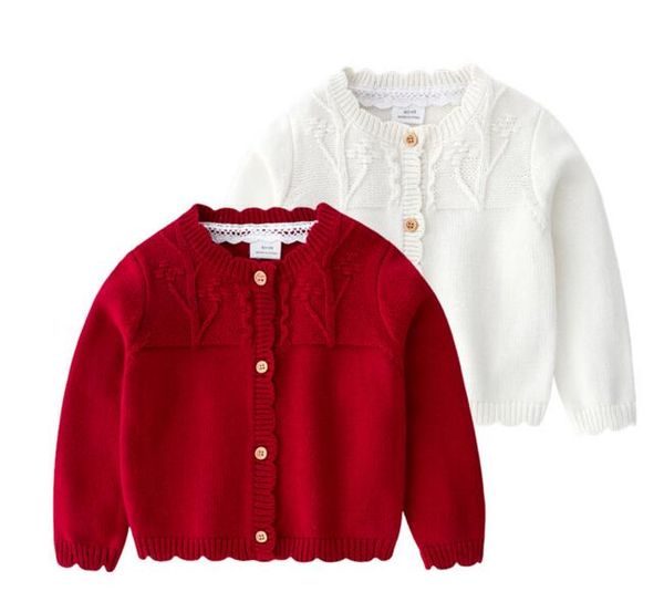 

Girls' sweaters Exquisite 100% Cotton Girl knitted long sleeve Buttons Elegant solid color Sweater girl Spring Fall Button Cardigan Sweater