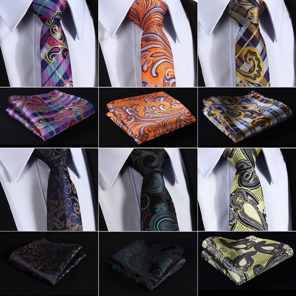

check floral paisley stripe 2.75" 100%silk wedding jacquard woven men tie necktie pocket square handkerchief set suit #h4, Blue;white
