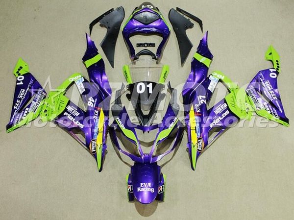 

4gifts new abs injection mold motorcycle fairings kit fit for kawasaki ninja zx-6r 599 zx6r 2013 2014 2015 2016 2017 purple number 01