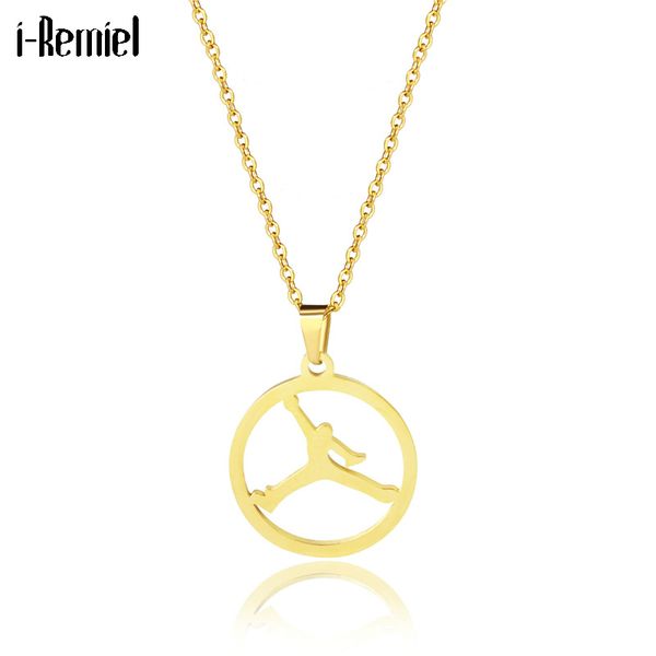 

new round hollow gymnasts pendant necklace trendy choker jewelry female simple fashion statement clavicle personalized necklaces, Silver