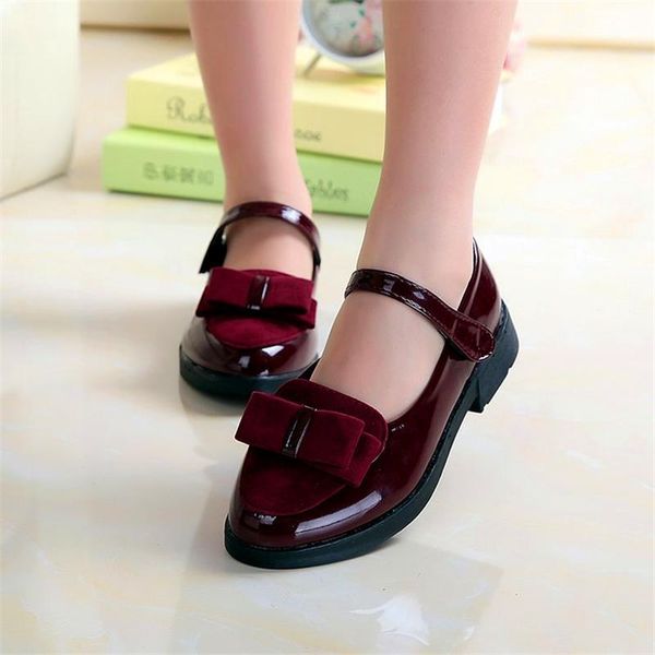 

girls damping leather shoes for kids princess sandals dress school fashion bow summer children black flat wedding party shoes, Black;grey